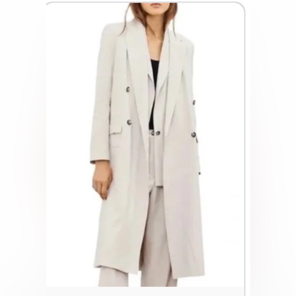 NWT [$495] Ba&sh Women's cream Double-Breasted Trench Coat. Manteau Stan. 2